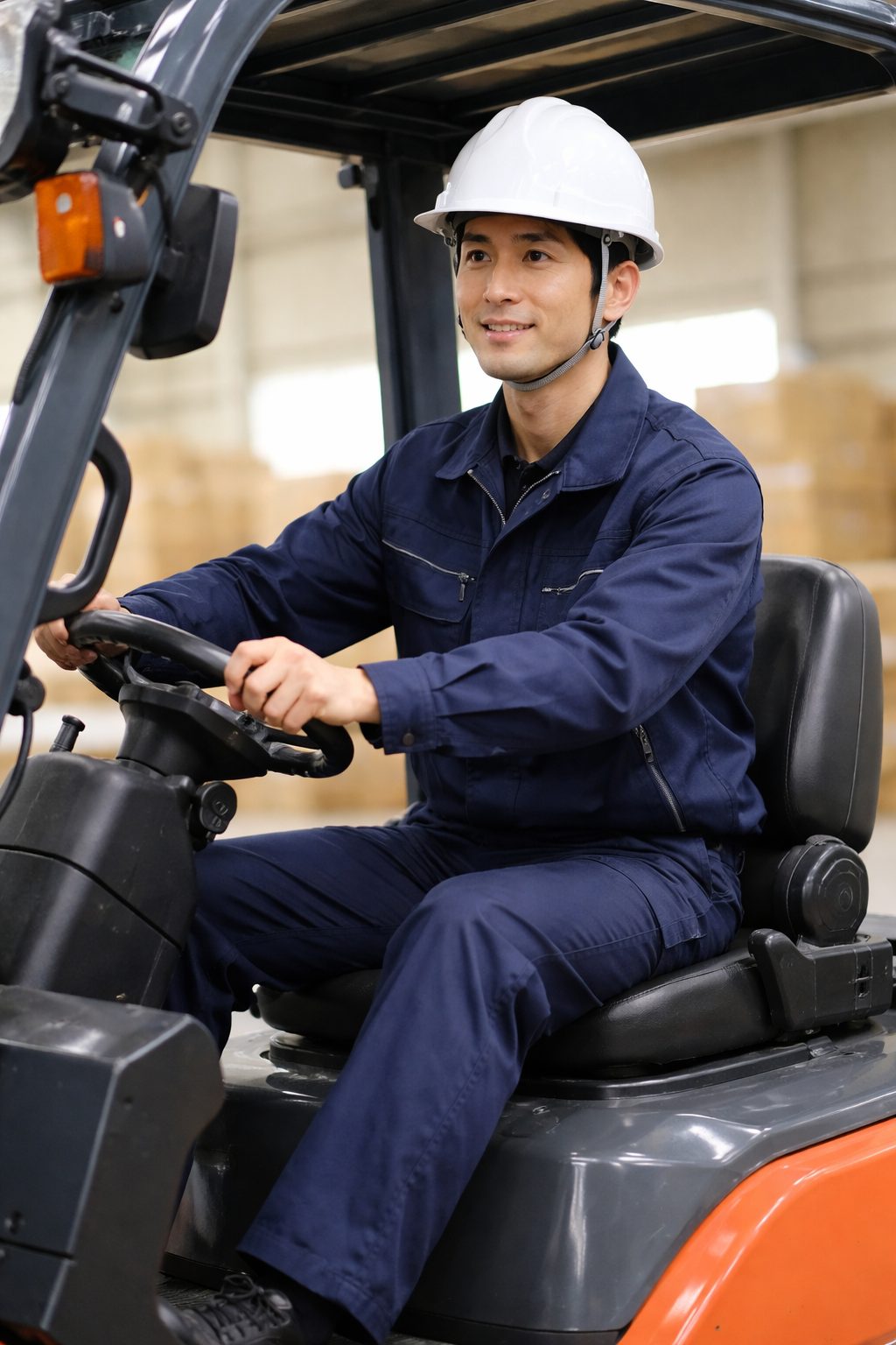 フォークリフトを操作する男性作業員